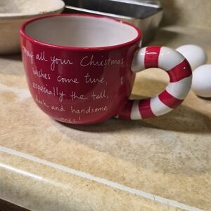 EUC Sandra Magsamen Christmas Mug – Candy Cane Handle – 16oz